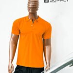 Polo orange en tissu piqué – unisex manches courtes