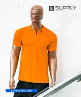 Polo orange en tissu piqué – unisex manches courtes