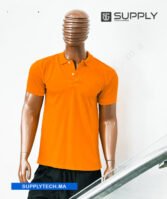 Polo orange en tissu piqué – unisex manches courtes