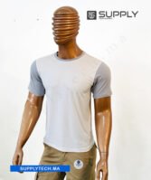 T-shirt bicolore de Sublimation en Polycoton- blanc -gris – Image 5