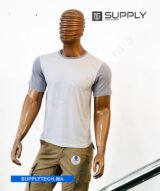 T-shirt bicolore de Sublimation en Polycoton- blanc -gris