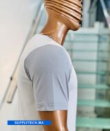 T-shirt bicolore de Sublimation en Polycoton- blanc -gris – Image 3