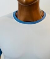 T-shirt bicolore de Sublimation en Polycoton- blanc -bleu – Image 4