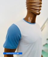 T-shirt bicolore de Sublimation en Polycoton- blanc -bleu – Image 3