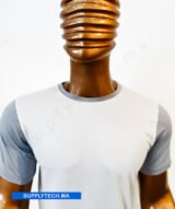 T-shirt bicolore de Sublimation en Polycoton- blanc -gris – Image 4