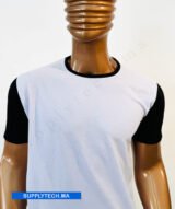 T-shirt bicolore de Sublimation en Polycoton- blanc -noir – Image 2