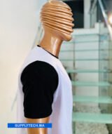 T-shirt bicolore de Sublimation en Polycoton- blanc -noir – Image 3