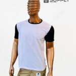 T-shirt bicolore de Sublimation en Polycoton- blanc -noir