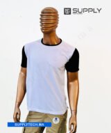 T-shirt bicolore de Sublimation en Polycoton- blanc -noir