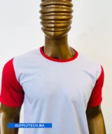 T-shirt bicolore de Sublimation en Polycoton- blanc - rouge – Image 3