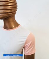 T-shirt bicolore de Sublimation en Polycoton- blanc -Saumon – Image 4