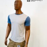 T-shirt bicolore de Sublimation en Polycoton- blanc -bleu