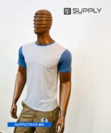 T-shirt bicolore de Sublimation en Polycoton- blanc -bleu