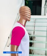 T-shirt bicolore de Sublimation en Polycoton- blanc - rose – Image 2