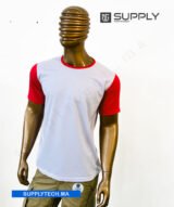 T-shirt bicolore de Sublimation en Polycoton- blanc - rouge