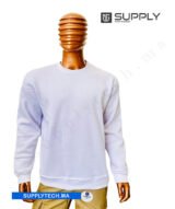 Sweat Blanc unisexe sans capuche - polycoton