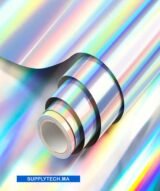 Flex holographique textile effet métallisé argent-arc-en-ciel – Image 2