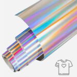 Flex holographique textile effet métallisé argent-arc-en-ciel