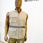 Gilets de travail Beige sans manches multipoches