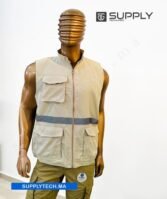 Gilets de travail Beige sans manches multipoches