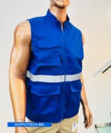 Gilets de travail bleu roi sans manches multipoches – Image 4