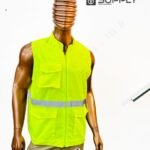 Gilets de travail jaune fluo sans manches multipoches