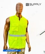 Gilets de travail jaune fluo sans manches multipoches