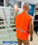 Gilets de travail orange fluo sans manches multipoches – Image 2