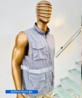 Gilets de travail gris claire sans manches multipoches – Image 2
