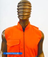 Gilets de travail orange fluo sans manches multipoches – Image 4