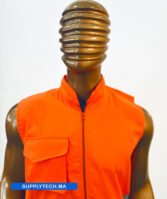 Gilets de travail orange fluo sans manches multipoches – Image 4