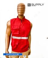 Gilets de travail rouge sans manches multipoches