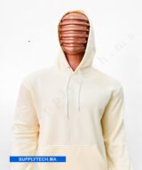 Sweat à capuche blanc cassé unisexe avec Poche Kangourou - polycoton – Image 7