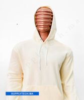 Sweat à capuche blanc cassé unisexe avec Poche Kangourou - polycoton – Image 7