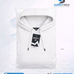 Sweat à capuche blanc unisexe avec Poche Kangourou - polycoton