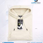 Sweat à capuche blanc cassé unisexe avec Poche Kangourou - polycoton