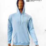 Sweat à Capuche bleu ciel unisexe avec Poche Kangourou - polycoton