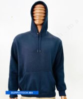 Sweat à capuche bleu foncé unisexe avec Poche Kangourou - polycoton – Image 5