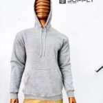 Sweat à capuche gris chiné unisexe avec Poche Kangourou - polycoton