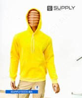 Sweat à capuche jaune claire unisexe avec Poche Kangourou - polycoton