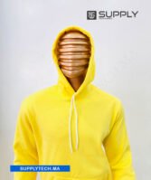 Sweat à capuche jaune claire unisexe avec Poche Kangourou - polycoton – Image 3