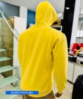 Sweat à capuche jaune claire unisexe avec Poche Kangourou - polycoton – Image 4