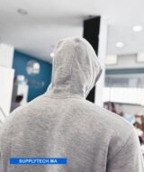 Sweat à capuche gris chiné unisexe avec Poche Kangourou - polycoton – Image 2