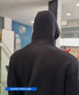 Sweat à capuche noir unisexe avec Poche Kangourou - polycoton – Image 3