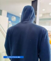 Sweat à capuche bleu foncé unisexe avec Poche Kangourou - polycoton – Image 2