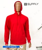 Sweat à capuche rouge unisexe avec Poche Kangourou - polycoton
