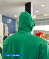 Sweat à capuche vert unisexe avec Poche Kangourou - polycoton – Image 2