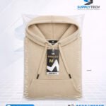 Sweat à capuche beige unisexe avec Poche Kangourou - polycoton