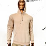 Sweat à capuche beige unisexe avec Poche Kangourou - polycoton