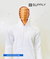 Sweat à capuche blanc unisexe avec Poche Kangourou - polycoton – Image 7
